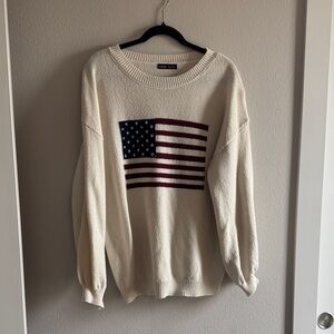 SHEIN Cream Sweater with American Flag Design